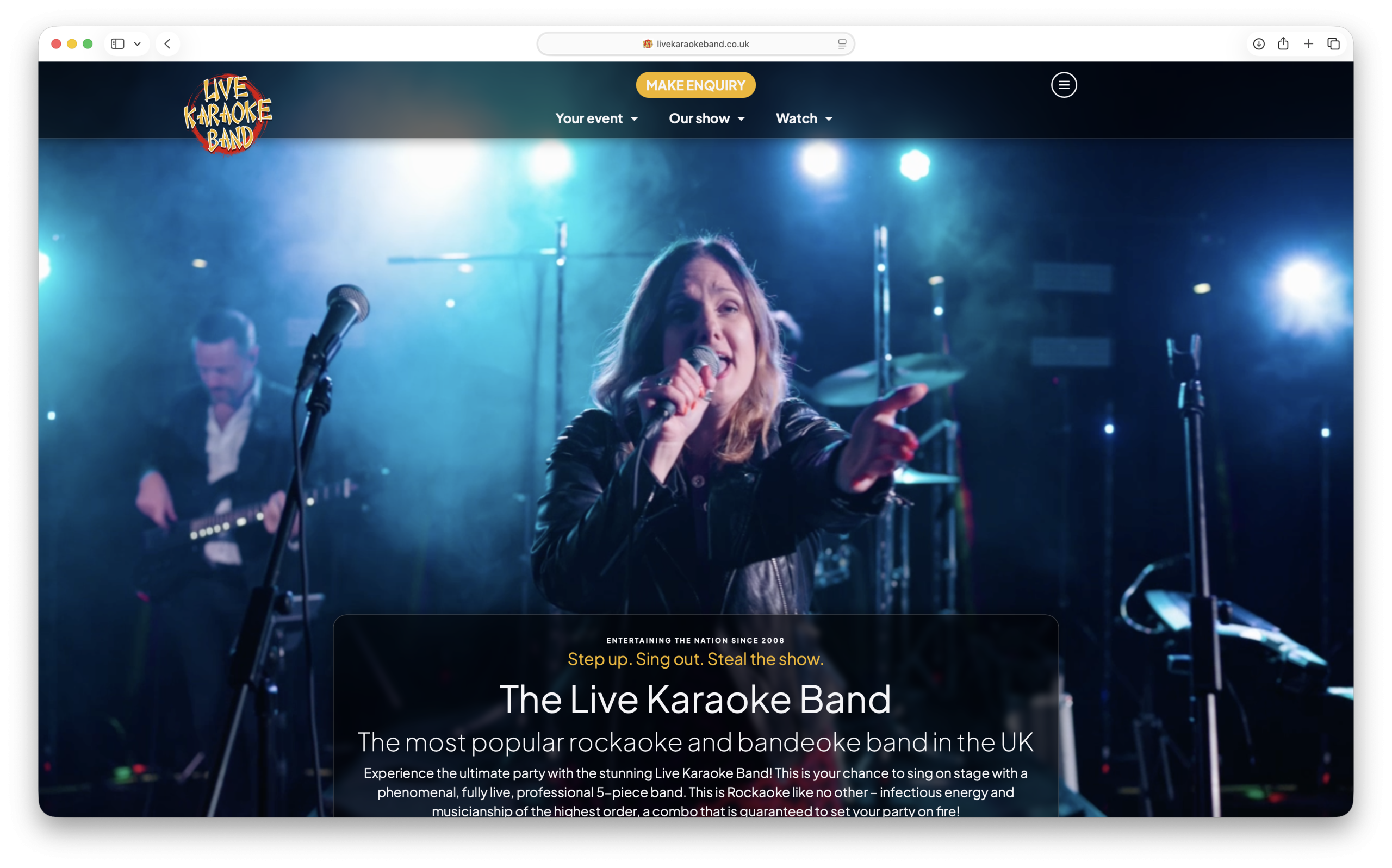 The Live Karaoke Band website