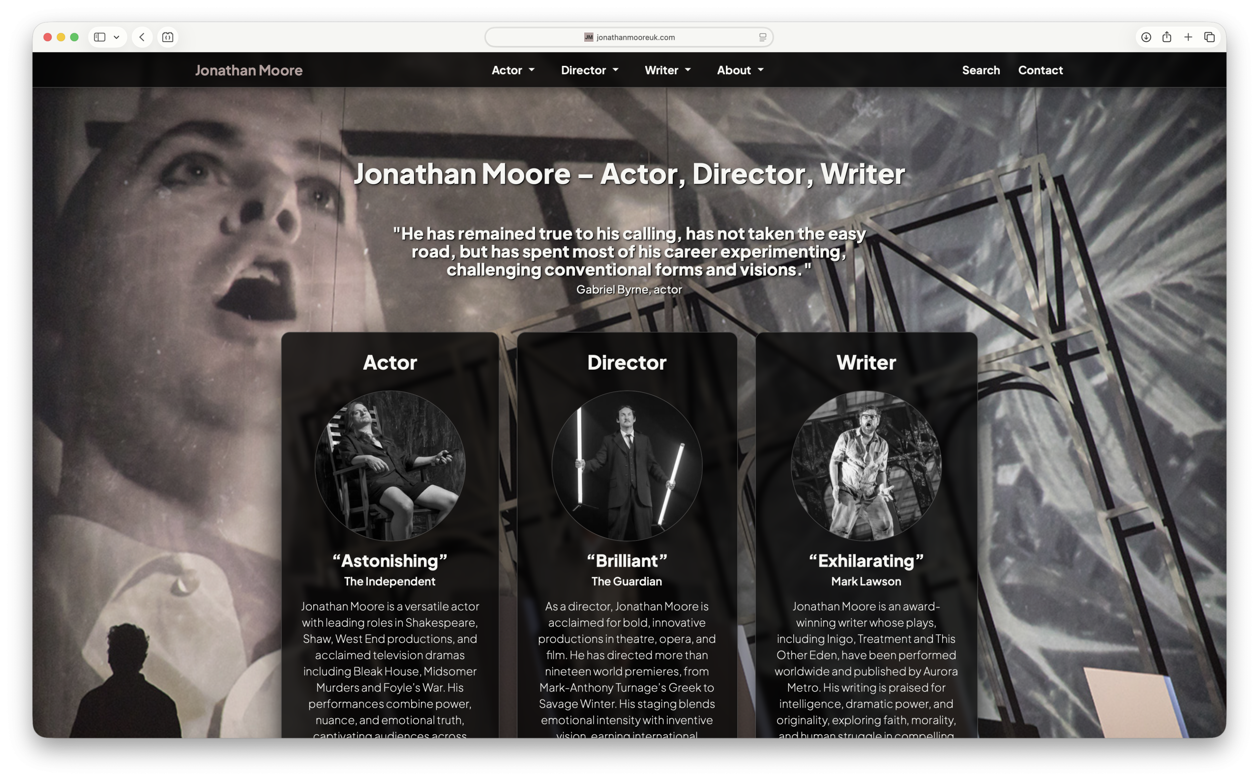 Jonathan Moore website portfolio example