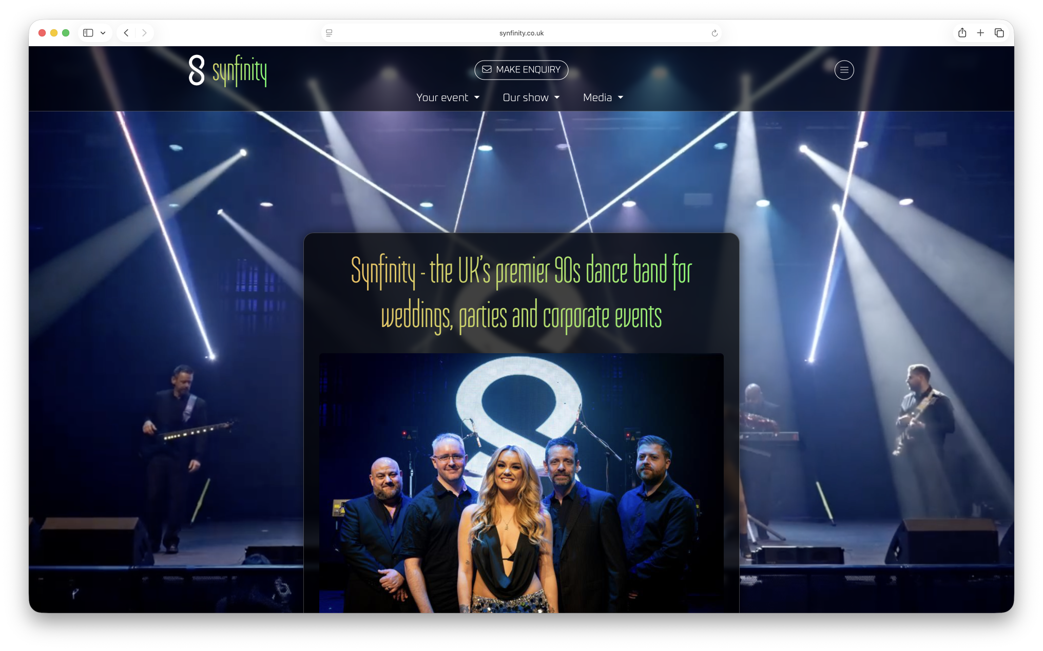 90s band website design for Synfinity